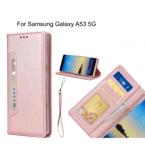 Samsung Galaxy A53 5g Case Silk Texture Leather Wallet Case - Rose Gold