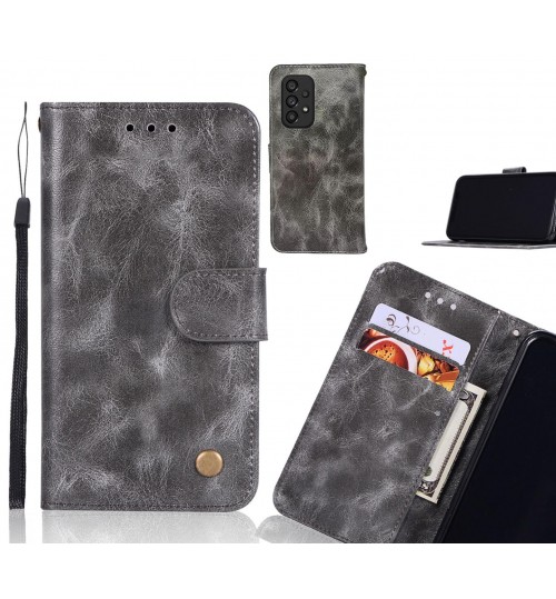 Samsung Galaxy A53 5g Case Vintage Fine Leather Wallet Case - Grey