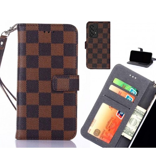 Samsung Galaxy A53 5g Case Grid Wallet Leather Case - Brown