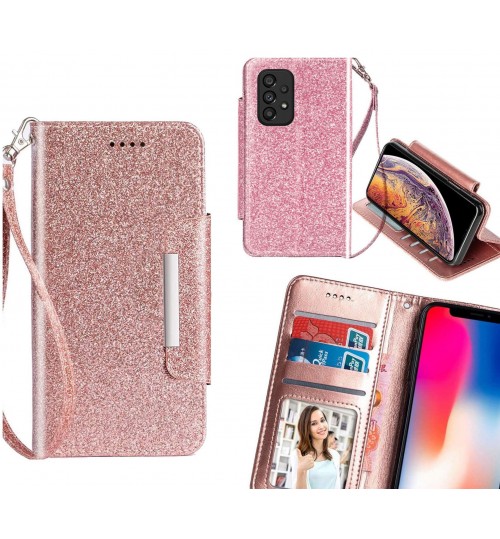 Samsung Galaxy A53 5g Case Glitter Wallet Case Id Wide Magnetic Closure - Pink