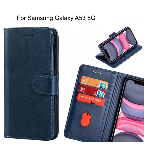 Samsung Galaxy A53 5g Case Premium Leather Id Wallet Case - Dark Blue