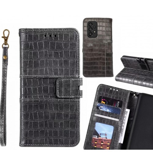 Samsung Galaxy A53 5g Case Croco Wallet Leather Case - Grey