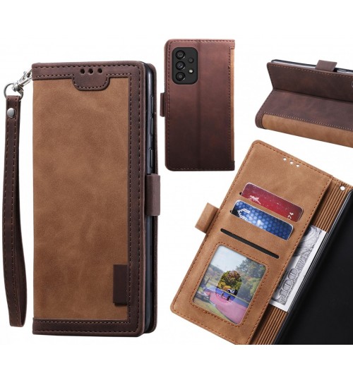 Samsung Galaxy A53 5g Case Wallet Denim Leather Case Cover - Brown