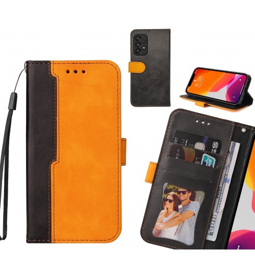 Samsung Galaxy A53 5g Case Wallet Denim Leather Case Cover - Orange