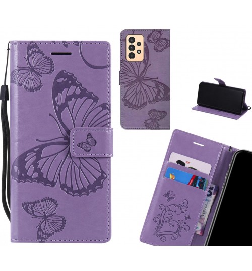 Samsung Galaxy A13 Case Embossed Butterfly Wallet Leather Case - Purple