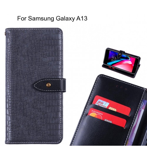 Samsung Galaxy A13 case croco pattern leather wallet case