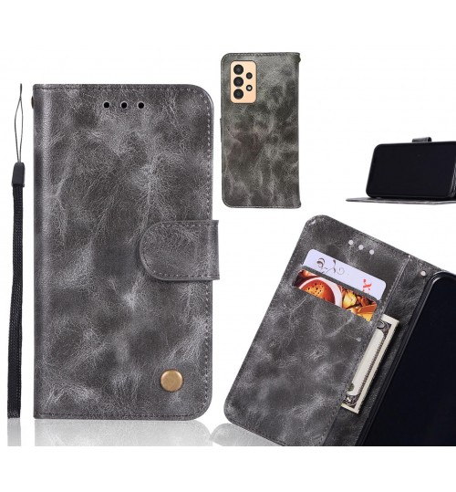 Samsung Galaxy A13 Case Vintage Fine Leather Wallet Case - Grey