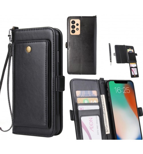 Samsung Galaxy A13 Case Retro Leather Wallet Case - Black