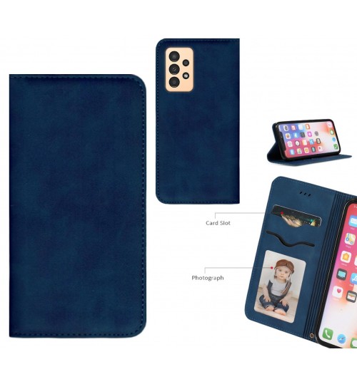 Samsung Galaxy A13 Case Premium Leather Magnetic Wallet Case - Blue