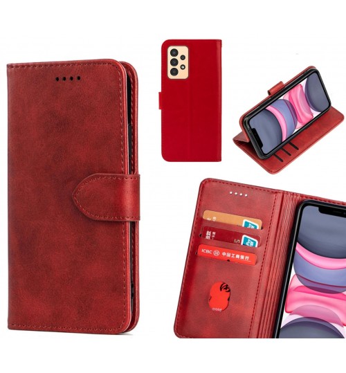 Samsung Galaxy A13 Case Premium Leather Id Wallet Case - Red