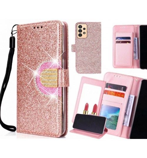 Samsung Galaxy A13 Case Glaring Wallet Leather Case With Mirror