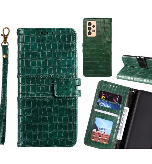 Samsung Galaxy A13 Case Croco Wallet Leather Case - Green