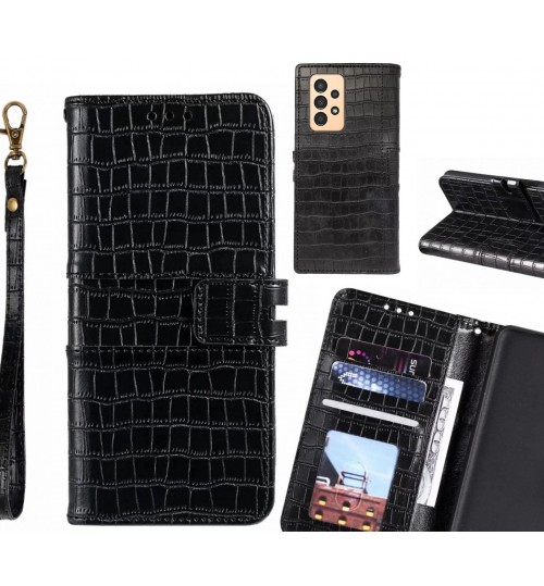 Samsung Galaxy A13 Case Croco Wallet Leather Case - Black