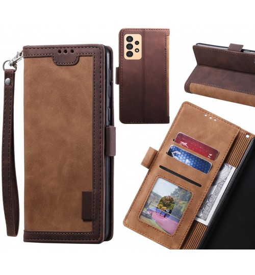 Samsung Galaxy A13 Case Wallet Denim Leather Case Cover - Brown