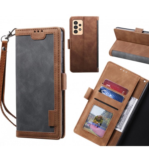 Samsung Galaxy A13 Case Wallet Denim Leather Case Cover - Grey