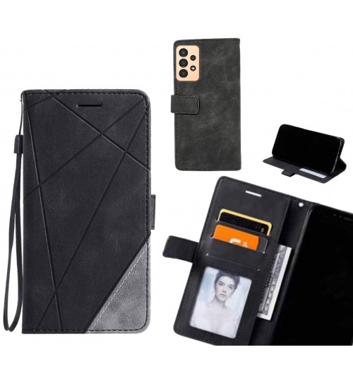 Samsung Galaxy A13 Case Wallet Premium Denim Leather Cover - Black