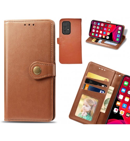 Samsung Galaxy A33 5g Case Premium Leather Id Wallet Case - Brown