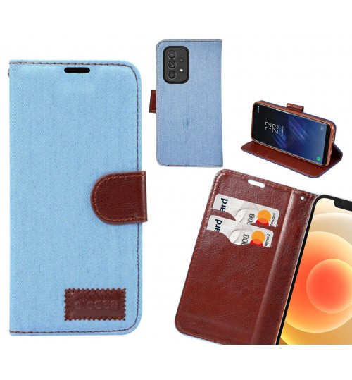 Samsung Galaxy A33 5g Case Wallet Case Denim Leather Case - Faded Light Blue