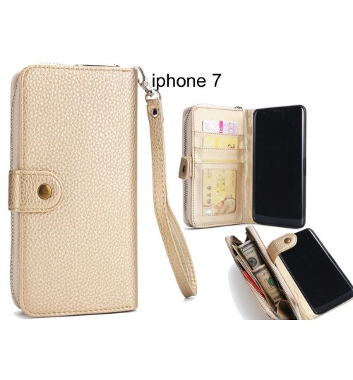 Iphone 7 Coin Wallet Case Full Wallet Leather Case - Gold