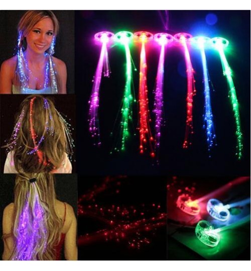 Hair Flash Barrette Clip Braid LED Light up Fiber Optic Costume Party