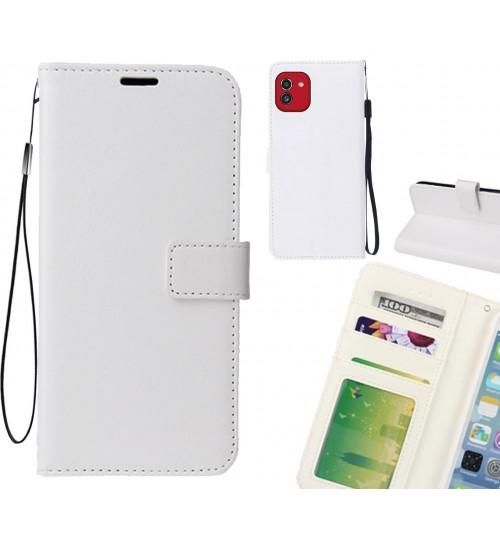 Samsung Galaxy A03 Case Fine Leather Wallet Case - White