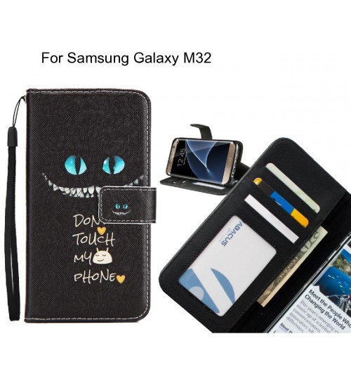 Samsung Galaxy M32 case 3 card leather wallet case printed ID