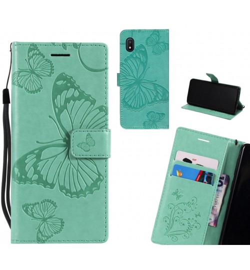 Samsung Galaxy A10e Case Embossed Butterfly Wallet Leather Case - Green