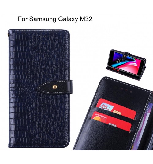 Samsung Galaxy M32 case croco pattern leather wallet case
