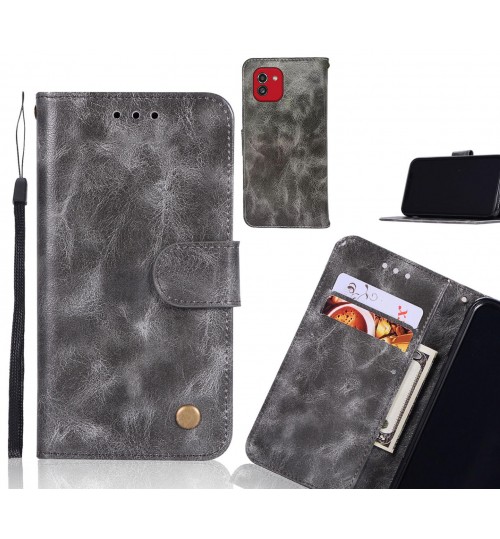 Samsung Galaxy A03 Case Vintage Fine Leather Wallet Case - Grey