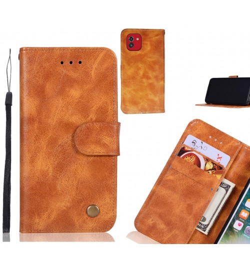 Samsung Galaxy A03 Case Vintage Fine Leather Wallet Case - Brown