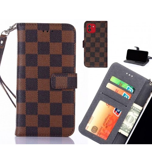 Samsung Galaxy A03 Case Grid Wallet Leather Case - Brown