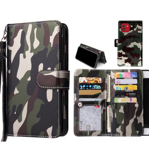 Samsung Galaxy A03 Case Camouflage Wallet Leather Case - Green