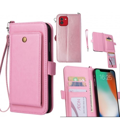 Samsung Galaxy A03 Case Retro Leather Wallet Case - Pink