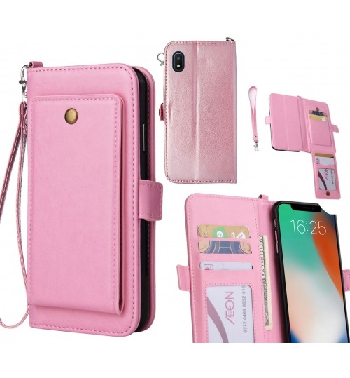 Samsung Galaxy A10e Case Retro Leather Wallet Case - Pink