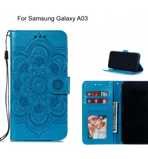 Samsung Galaxy A03 Case Leather Wallet Case Embossed Pattern - Blue