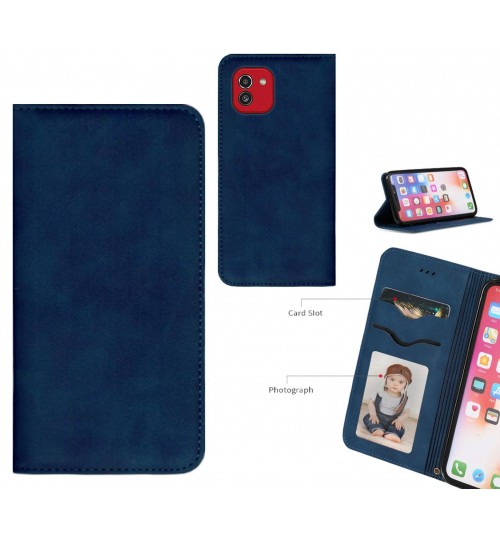 Samsung Galaxy A03 Case Premium Leather Magnetic Wallet Case - Blue