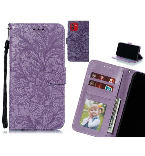 Samsung Galaxy A03 Case Embossed Wallet Slot Case - Purple