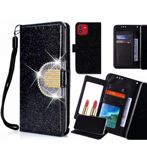 Samsung Galaxy A03 Case Glaring Wallet Leather Case With Mirror