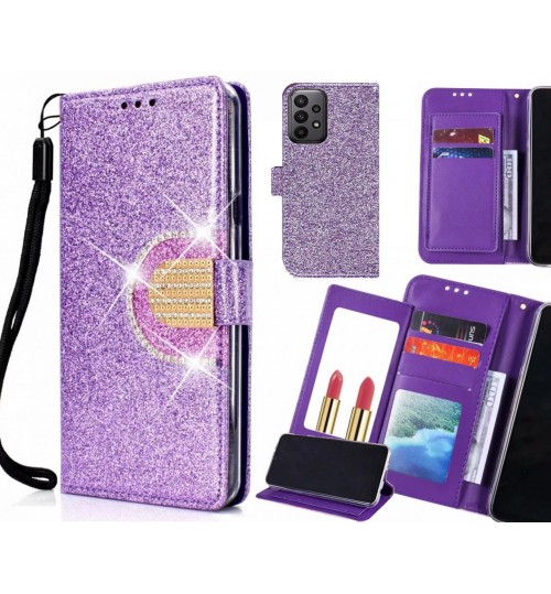 Samsung Galaxy A23 Case Glaring Wallet Leather Case With Mirror