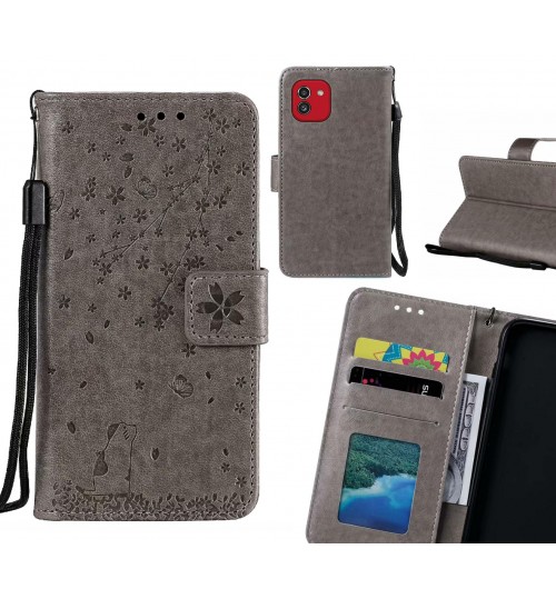 Samsung Galaxy A03 Case Embossed Wallet Leather Case - Grey