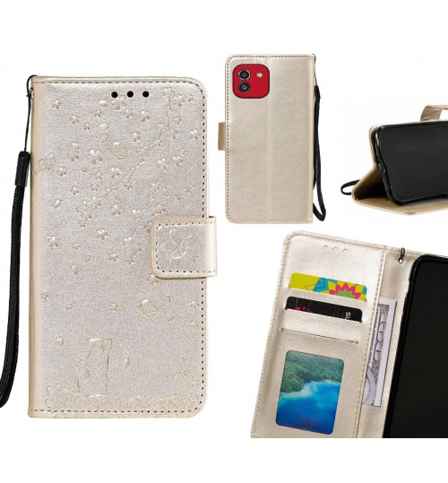 Samsung Galaxy A03 Case Embossed Wallet Leather Case - Gold