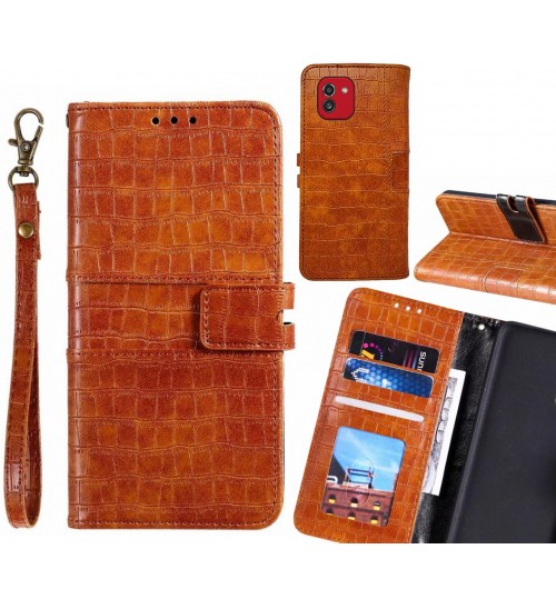 Samsung Galaxy A03 Case Croco Wallet Leather Case - Brown