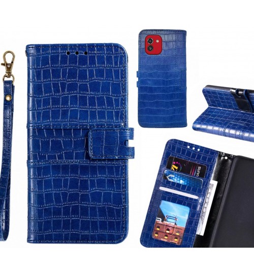 Samsung Galaxy A03 Case Croco Wallet Leather Case - Blue