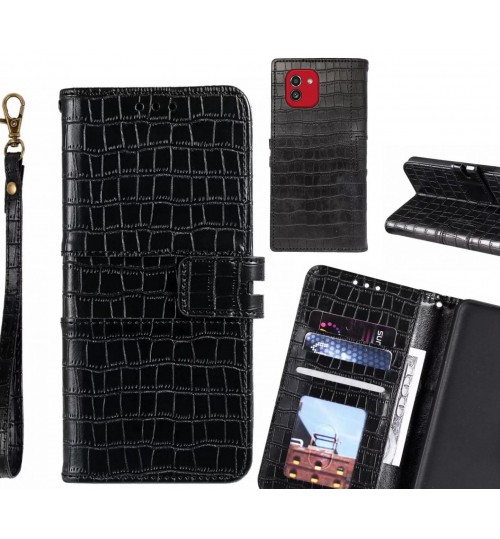 Samsung Galaxy A03 Case Croco Wallet Leather Case - Black