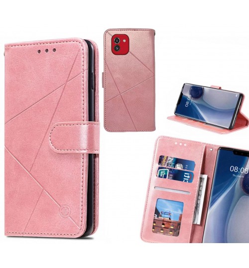Samsung Galaxy A03 Case Fine Leather Wallet Case - Pink