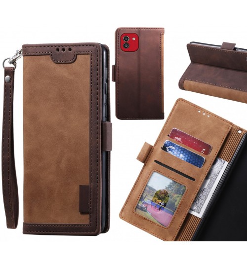 Samsung Galaxy A03 Case Wallet Denim Leather Case Cover - Brown