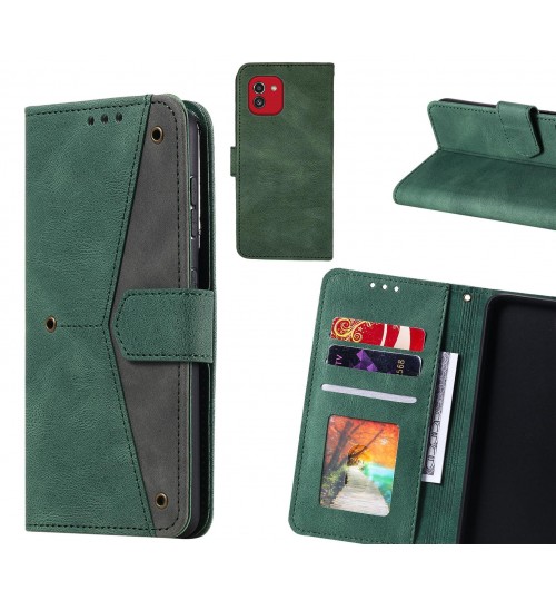 Samsung Galaxy A03 Case Wallet Denim Leather Case Cover - Green