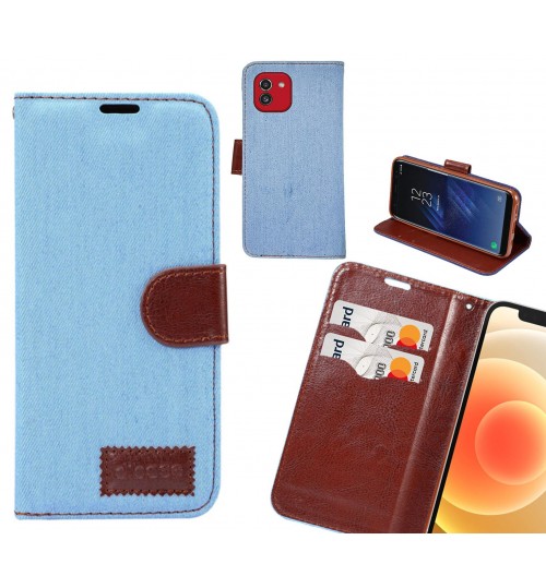 Samsung Galaxy A03 Case Wallet Case Denim Leather Case - Faded Light Blue