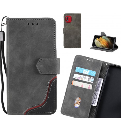 Samsung Galaxy A03 Case Wallet Denim Leather Case - Grey