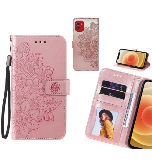 Samsung Galaxy A03 Case Embossed Floral Leather Wallet case